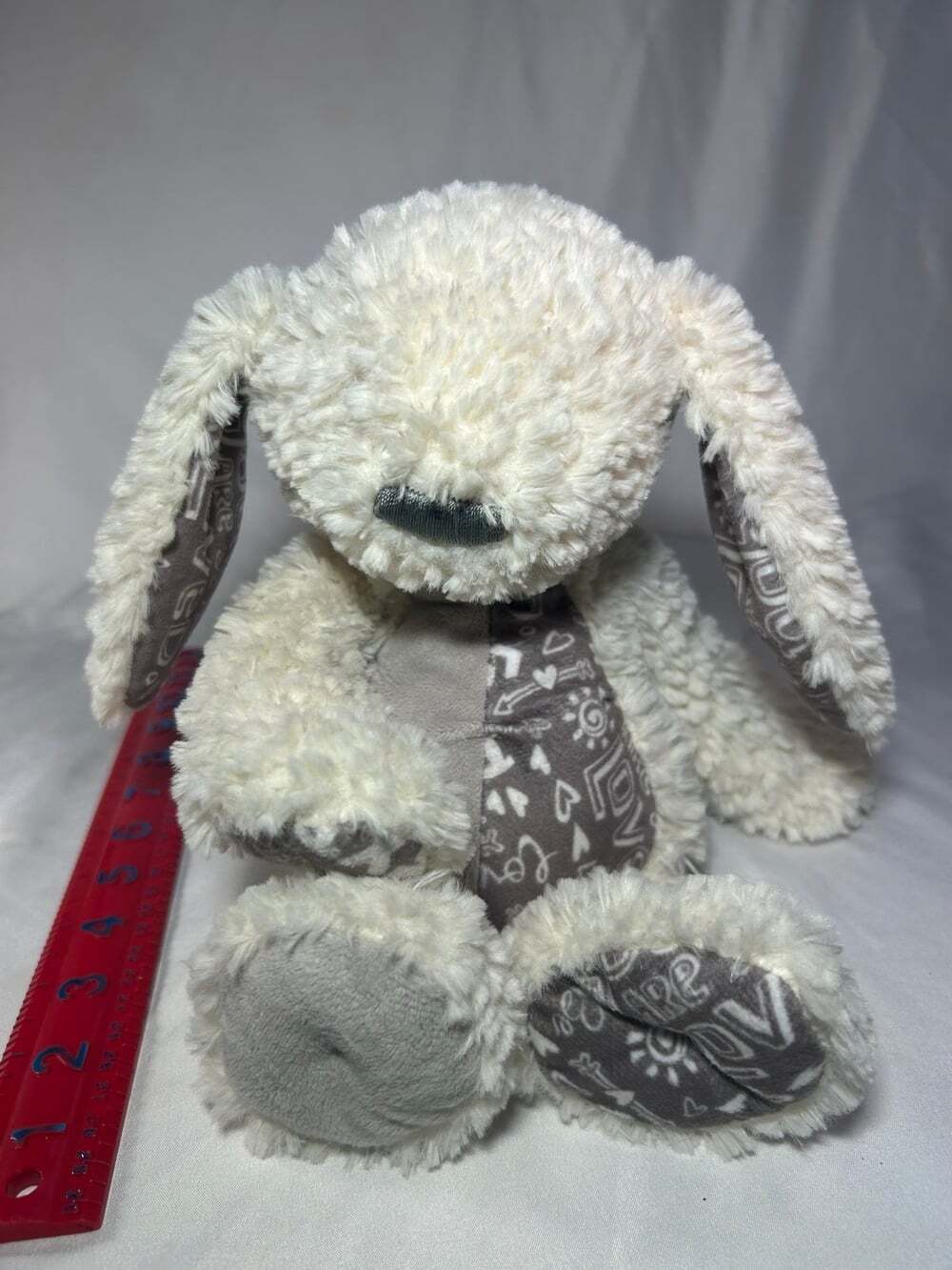 Demdaco Baby Cream Bunny You Crew Soft Floppy Plush Toy Rabbit Stitch nose eyes